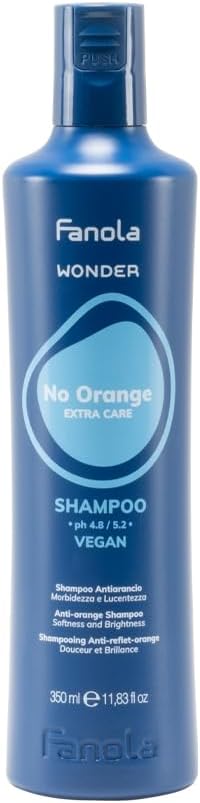 Fanola Wonder No Orange Shampoo, Neutralizing Orange Highlights Shampoo for Blonde and Light Brown Hair with Immediate Toning Action, SLS/SLES Free and Vegan, 350ml Fanola