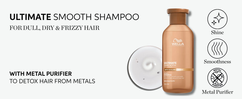 Wella Professionals Ultimate Smooth Shampoo - Nourishing Hair Shampoo With Squalane & Omega 9 - For Dry, Dull & Frizzy Hair (250ml) Wella Professionals