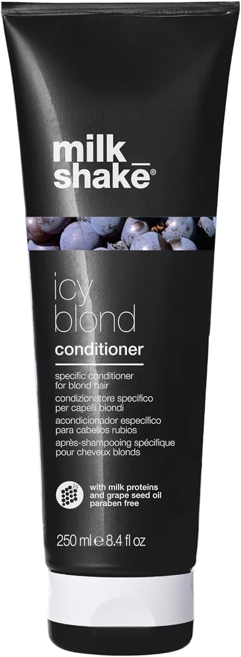 milk_shake | Icy Blond Conditioner 250 ml, Specific Anti-Yellowing Conditioner for Blonde or Bleached Hair, with Black Pigment, Made in Italy Greenwize
