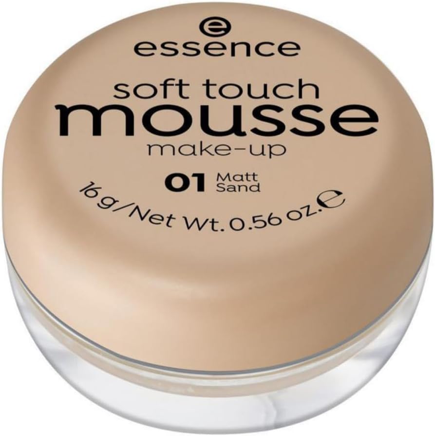 essence Soft Touch Mousse Make-Up, Foundation No. 01 Matt Sand, Nude for Combination & Blemished Skin, Matte, Vegan, Perfume & Alcohol-Free (16 g) Greenwize