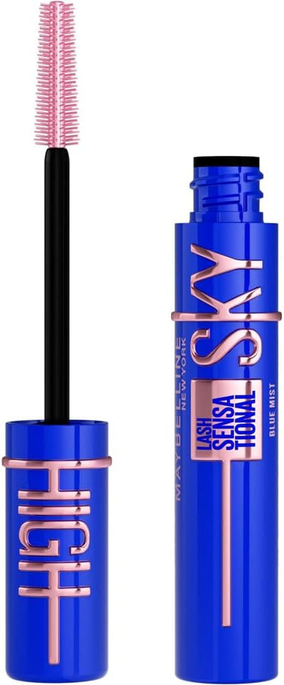Maybelline Blue Mascara, Lash Sensational Sky High Volumizing & Thickening, Eyelash Lengthening, Flake-Free Formula, Washable Coloured Mascara Infused with Bamboo Extract, Colour: Blue Mist Maybelline