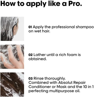 L’Oréal Professionnel Absolut Repair Hydrating Shampoo, For Dry hair, intense softness & shine, moisturising & nourishing Greenwize
