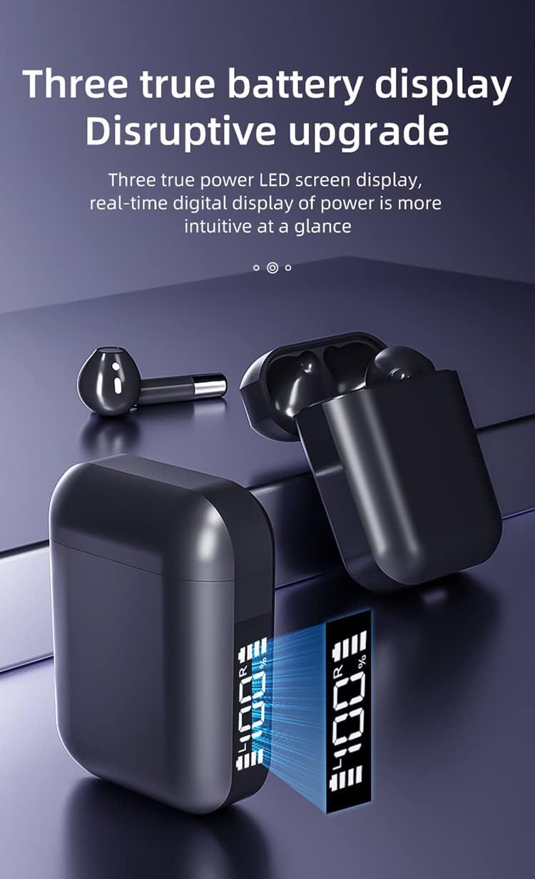 E AP19 In Ear Wireless Earbuds, Noise Cancelling Bluetooth 5.0 Headphones for Music, Games and Calls, Smart Touch Controls, LED Screen Display Charging Case, IPX5 Waterproof,White Greenwize