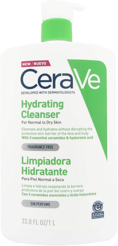 CeraVe Hydrating Cleanser, Normal to Oily Skin with 3 Essential Ceramides 1 Ltr CeraVe