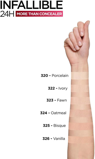 L'Oréal Paris Concealer, Full Coverage Makeup for Face, Infallible More Than Concealer, Natural Matte Finish, Up to 24 Hour Wear, for Dark Circles, Blemishes, Uneven Skin Tone, Shade 322 Ivory L'Oréal Paris