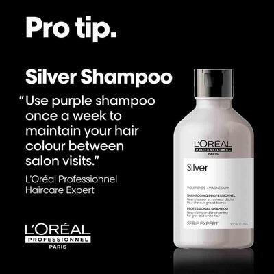 L’Oréal Professionnel Shampoo, For Grey, White or Light Blonde Hair, Serie Expert Silver, 300 ml L'Oréal Professionnel Paris