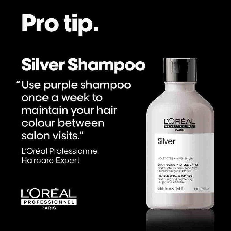 L’Oréal Professionnel Shampoo, For Grey, White or Light Blonde Hair, Serie Expert Silver, 300 ml L&