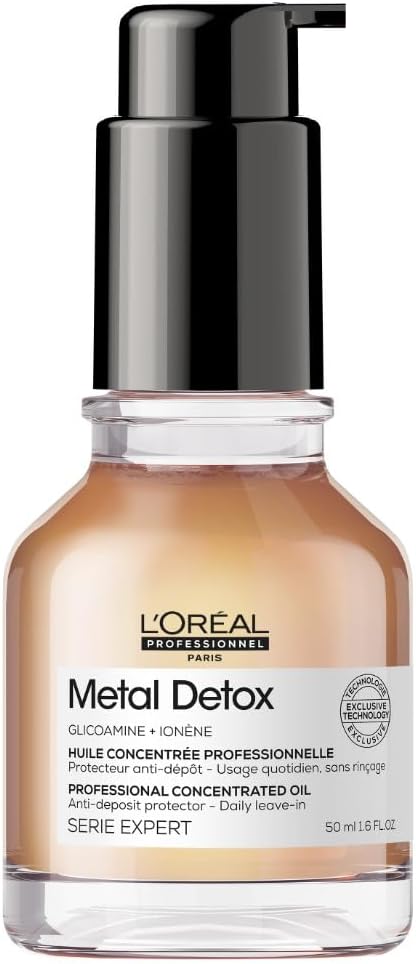 L’Oréal Professionnel Metal Detox Concentrated Hair Oil 50ml, prevent breakage & colour fade from hard water, For Shiny Hair, Heat Protection & Anti-humidity & Anti- Frizz Greenwize