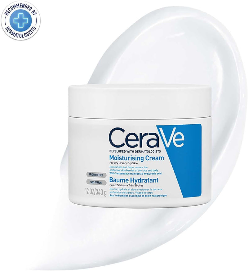 CeraVe Moisturising Cream Pot with 3 Essential Ceramides and Hyaluronic Acid for Dry to Very Dry Skin 340g Greenwize