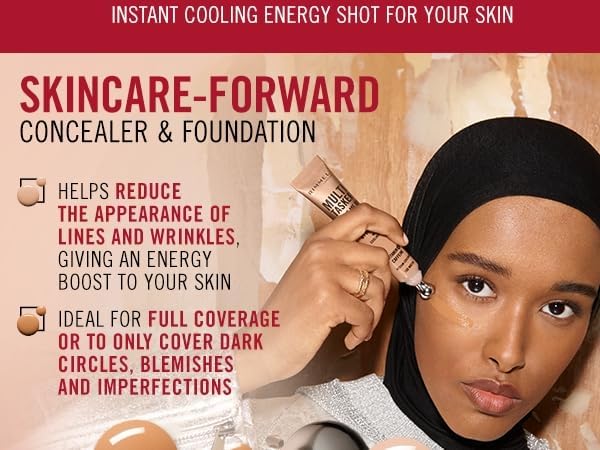 Rimmel Multi-Tasker Wake Me Up Foundation & Concealer 040 Ivory, Depuffs & Brightens Dark Circles, Metallic Cooling Applicator, Caffeine & Victamin C, 2% Niacinamide, Vegan, Cruelty free Rimmel