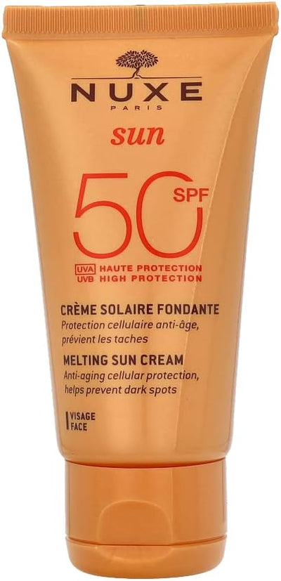 Nuxe Sun Melting Sun Cream SPF 50, 50ml, Broad-Spectrum Face & Body Sunscreen, Protects from UVA/UVB Rays & Enhances Tan, With Patented Filter System, Vegan Formula Greenwize
