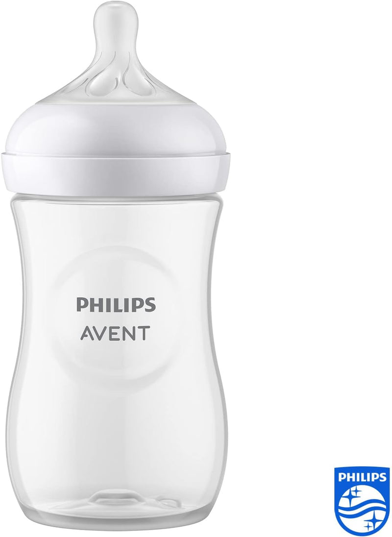 Philips Avent Natural Plastic Baby Feeding Bottle | No.1 Brand Recommended by Moms Worldwide | Ideal for 1 months+| Natural Response Technology Mimics Breastfeeding | Uniquely Designed Nipple releases milk only when baby drinks | Pack of 1| SCY903/01 Greenwize