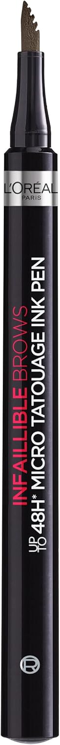 L'Oréal Paris Unbelieva Brow Micro Tatouage 109 Ebony Smudge Resistant Felt Pen with Trident Tip Up to 24H Hold Microblading Effect Greenwize