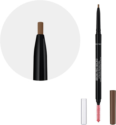Rimmel London Brow Pro Micro Ultra-Fine Precision Pencil & Brush, Natural-looking Defined Brows, Soft Brown, 0.03 g Greenwize