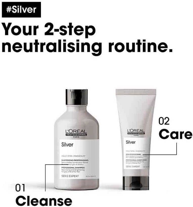 L’Oréal Professionnel Shampoo, For Grey, White or Light Blonde Hair, Serie Expert Silver, 300 ml L&