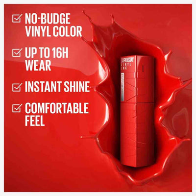 Maybelline New York Lip Colour, Smudge-free, Long Lasting up to 16h, Liquid Lipstick, Shine Finish, SuperStay Vinyl Ink, 105 Golden Maybelline