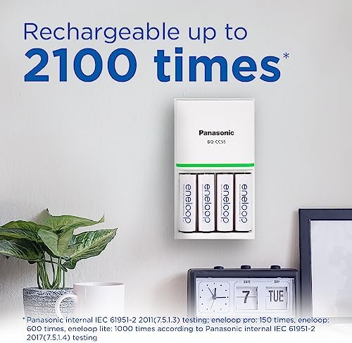 eneloop, AAA/Micro, Rechargeable Battery, Pack of 8, Capacity of 800 mAh, Ready-to-Use Ni-MH Batteries, 2000 Recharge Cycles, Plastic Free Packaging, Standard, White Greenwize