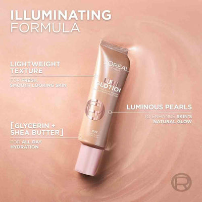 L'Oréal Paris Lumi Glotion, Glow Enhancer, 24h Hydration with Shea Butter & Glycerin, Illuminating Liquid Face Makeup for a Brighter Complexion, Shade 903: Medium Glow, 40ml Greenwize