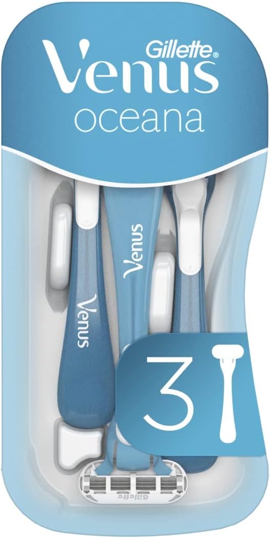 Gillette Venus Oceana Women's Disposable Razor, 3 Women's Razors with Comfort Blades, Razor with Shaving Gel Cushion for Skin Protection Gillette