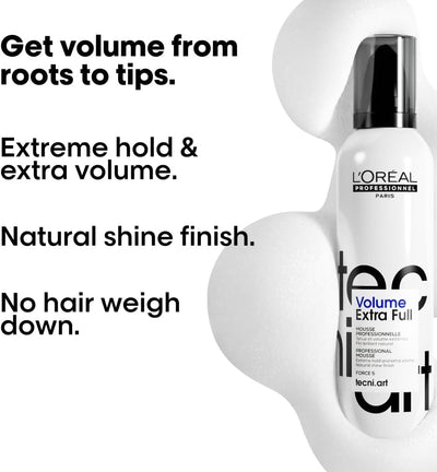L'Oréal Professionnel Tecni.ART Volumiser Hair Mousse, Volumiser Spray, Adds Volume and Hold To Fine Hair, 250ml Greenwize