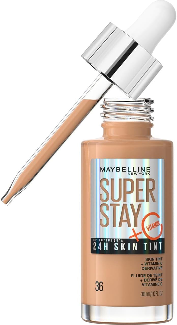 Maybelline Super Stay Skin Tint Foundation, With Vitamin C*, Foundation and Skincare, Long-Lasting up to 24H, Vegan Formula, Shade 36 Greenwize