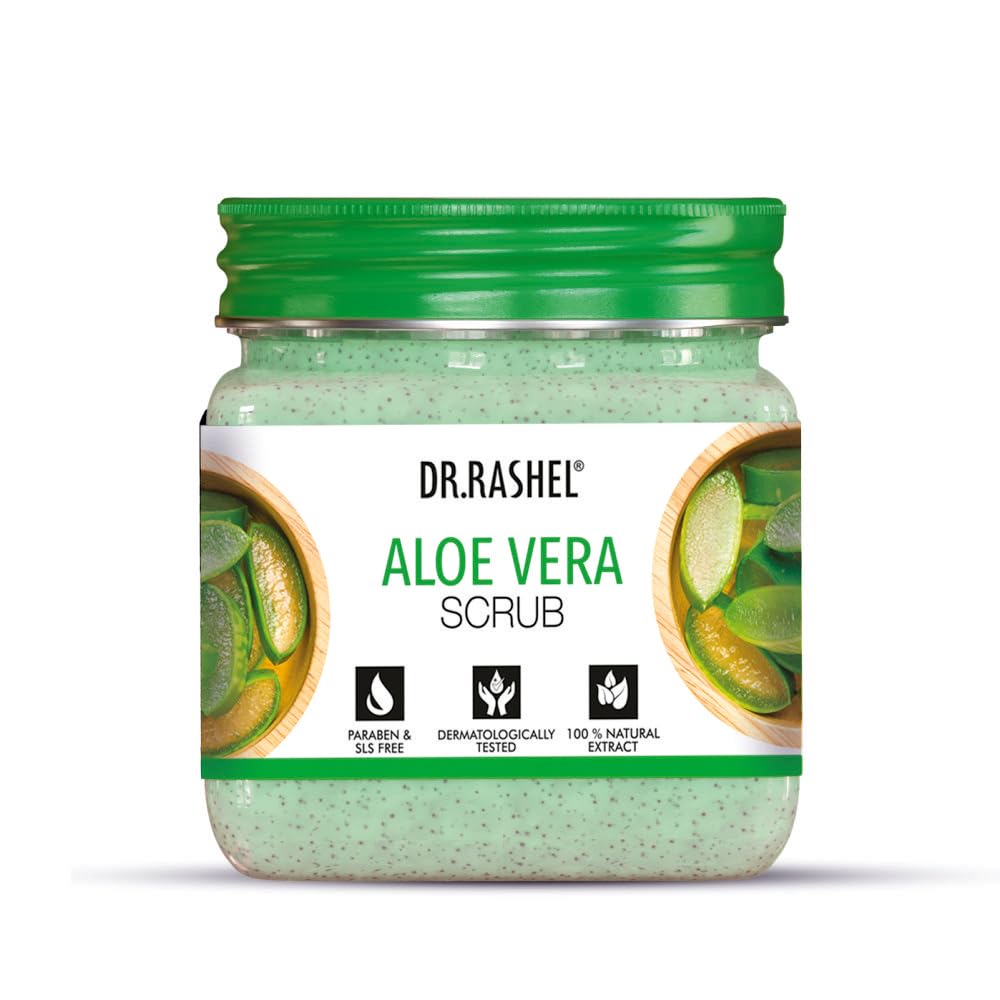DR.RASHEL Aloe Vera Scrub For Face & Body (380 Ml), All Skin, Cleanser Scrub For Deep Exfoliation, Dead Skin Remover, Tan Removal, Blackhead Remover Dr. Rashel