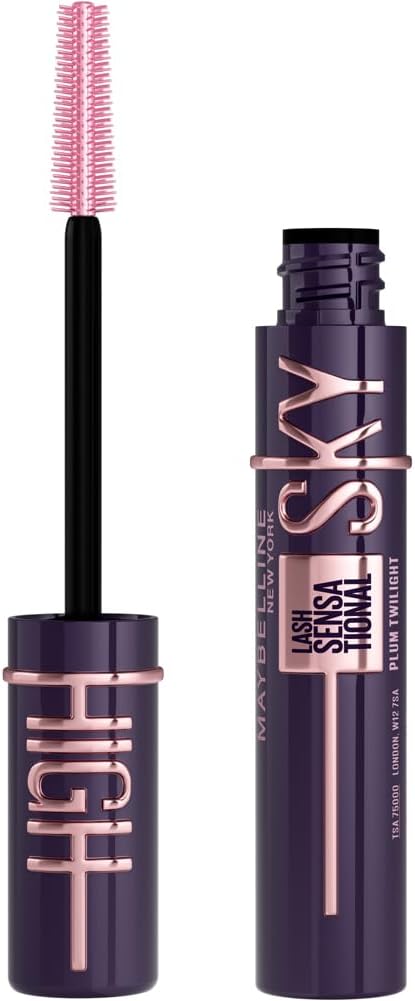 Maybelline Purple Mascara, Lash Sensational Sky High Volumizing & Thickening, Eyelash Lengthening, Flake-Free Formula, Washable Coloured Mascara, Full Volume Mascara, Colour: Plum Twilight Maybelline