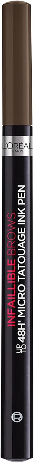 L'Oréal Paris Unbelieva Brow Micro Tatouage 109 Ebony Smudge Resistant Felt Pen with Trident Tip Up to 24H Hold Microblading Effect Greenwize