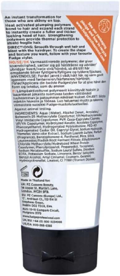 Fudge Professional XXL Hair Thickener, Heat Activated Styling Cream, for Thinning And Fine Hair, Thicker And Fuller Hair Results, 75 ml Greenwize