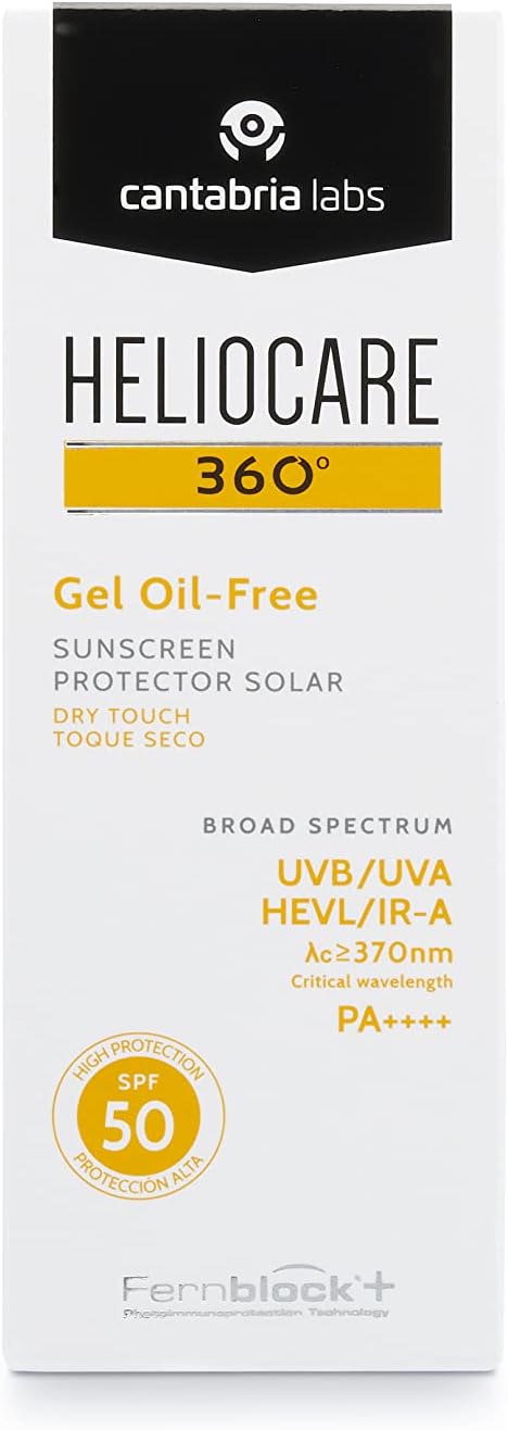 Heliocare 360 Oil-Free Gel SPF 50 50ml / Gel Sunscreen For Face/Daily UVA UVB Visible light Infrared-A Anti-Ageing Sun Protection/Combination Oily and Normal Skin/Matte Finish Heliocare