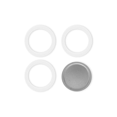 Bialetti Spare Parts, Includes 3 Gaskets and 1 Plate, Compatible with Moka Express, DAMA, Electric and Mini Express, 2 Cups Bialetti