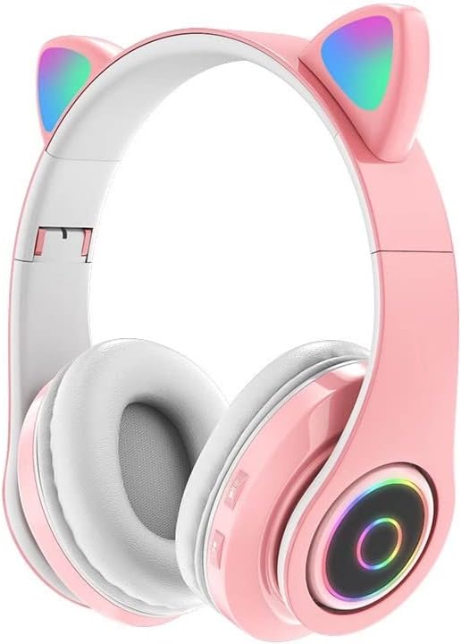 E Cute Cat Ear Headphone B39M Foldable Bluetooth Wireless Over Ear Headset with Microphone Compatible with iPhone/Smartphone/iPad/Tablet (Black) Greenwize