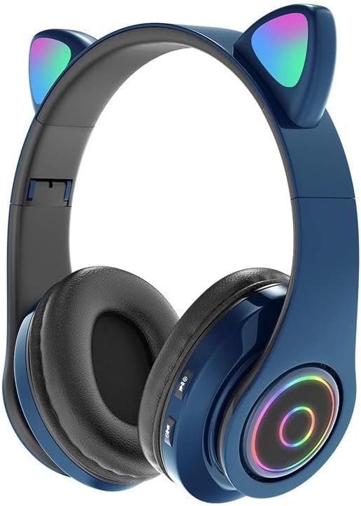 E Cute Cat Ear Headphone B39M Foldable Bluetooth Wireless Over Ear Headset with Microphone Compatible with iPhone/Smartphone/iPad/Tablet (Black) Greenwize