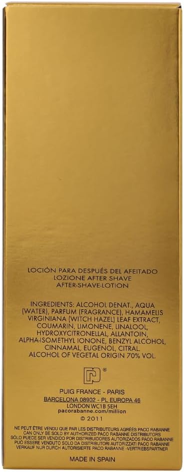 Paco Rabanne - 1 Million for Men After Shave Lotion Black 101 ml (Pack of 1) paco rabanne