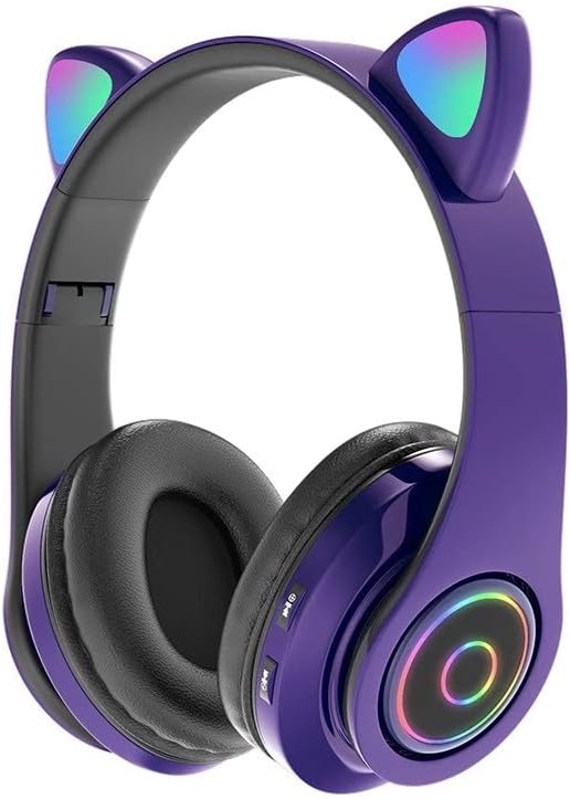 E Cute Cat Ear Headphone B39M Foldable Bluetooth Wireless Over Ear Headset with Microphone Compatible with iPhone/Smartphone/iPad/Tablet (Black) Greenwize