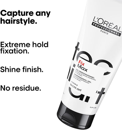 L'Oréal Professionnel Tecni.ART Fix Max Styling Gel, Adds High Shine Finish, No Residue, 200ml Greenwize