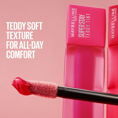 Maybelline New York Super Stay Teddy Tint, Up To 12 Hour Blurred Matte, Plush Comfort, Longwear, Transferproof, Vegan, 8 Buildable Lip Shades Maybelline