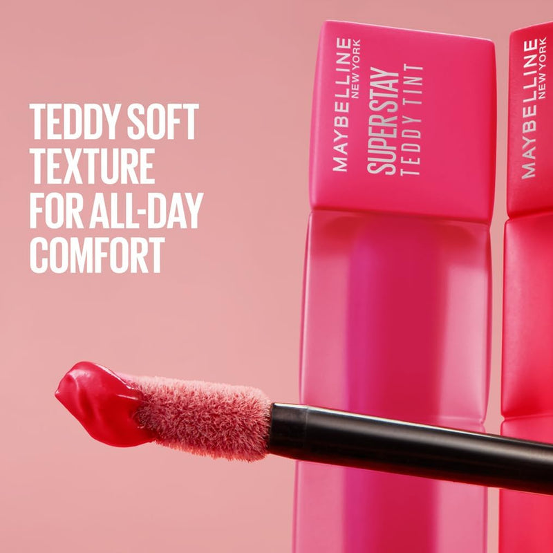 Maybelline New York Super Stay Teddy Tint, Up To 12 Hour Blurred Matte, Plush Comfort, Longwear, Transferproof, Vegan, 8 Buildable Lip Shades Maybelline