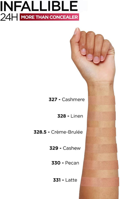 L'Oréal Paris Infallible 24H More Than Concealer, Full-coverage, Longwear and Matte Finish, 328 Linen L'Oréal