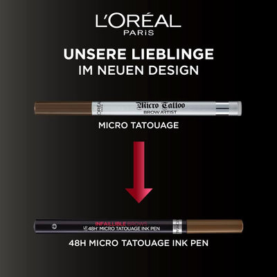 L'Oréal Paris Unbelieva Brow Micro Tatouage 109 Ebony Smudge Resistant Felt Pen with Trident Tip Up to 24H Hold Microblading Effect Greenwize