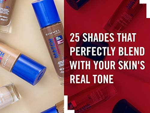 Rimmel Match Perfection Foundation 001 Fair Porcelain, Medium Coverage, 24hr Hydration, No Caking or Creasing, Lightweight, Reduces Imperfections, Invisible Coverage, SPF20, Cruelty Free Rimmel