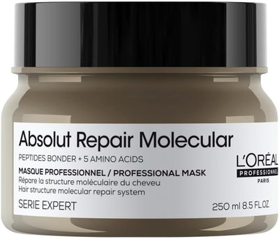 L’Oréal Professionnel Absolut Repair Molecular Hair Mask 250ml, For Extremely Damaged Hair, Rinse off hair treatment, Molecular Bond Repair, Instant smoothness & shine Greenwize