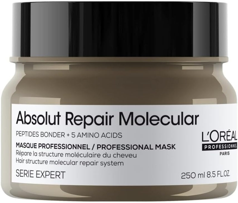 L’Oréal Professionnel Absolut Repair Molecular Hair Mask 250ml, For Extremely Damaged Hair, Rinse off hair treatment, Molecular Bond Repair, Instant smoothness & shine Greenwize