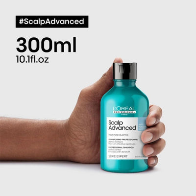 L'Oréal Professionnel Scalp Advanced Anti-Dandruff Dermo-Clarifier Shampoo, For Dry and Oily Scalps, Serie Expert, 300ml Greenwize
