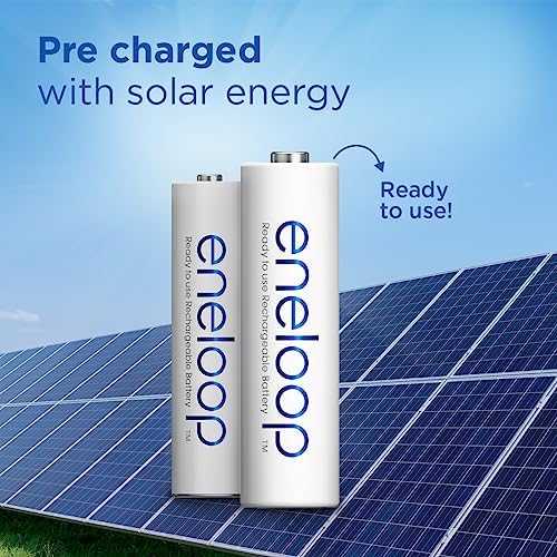 eneloop, AAA/Micro, Rechargeable Battery, Pack of 8, Capacity of 800 mAh, Ready-to-Use Ni-MH Batteries, 2000 Recharge Cycles, Plastic Free Packaging, Standard, White Greenwize