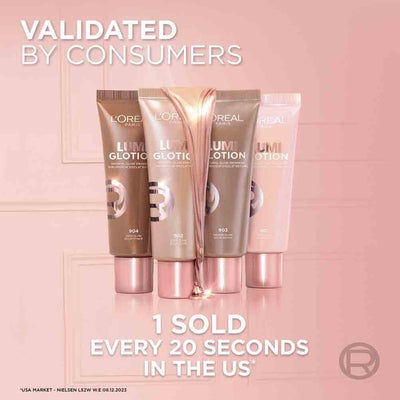 L'Oréal Paris Lumi Glotion, Glow Enhancer, 24h Hydration with Shea Butter & Glycerin, Illuminating Liquid Face Makeup for a Brighter Complexion, Shade 903: Medium Glow, 40ml Greenwize