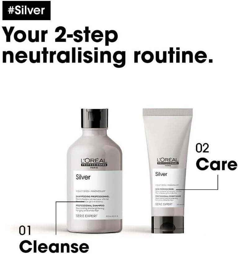 L’Oréal Professionnel | Light Blond Shampoo, For Grey, White ore Hair, Serie Expert Silver L&
