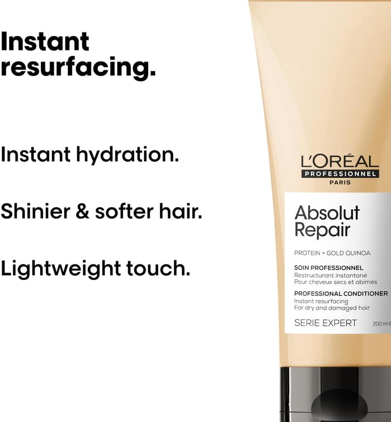 L’Oréal Professionnel Conditioner, With Protein And Gold Quinoa for Dry And Damaged Hair, Serie Expert Absolut Repair Greenwize