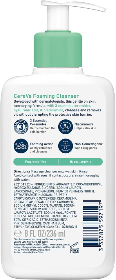 CeraVe Foaming Cleanser for Normal to Oily Skin with Niacinamide and 3 Essential Ceramidesgw1xr Greenwize
