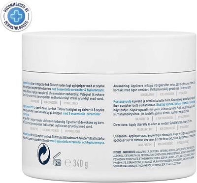 CeraVe Moisturising Cream Pot with 3 Essential Ceramides and Hyaluronic Acid for Dry to Very Dry Skin 340g Greenwize